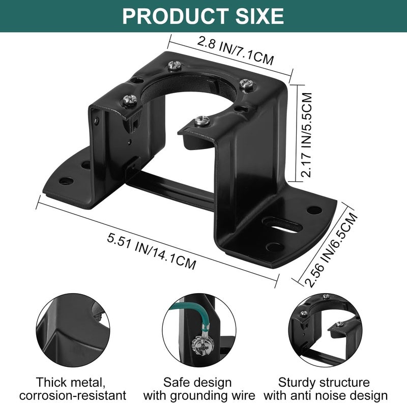 FEHEED 2PCS Ceiling Fan Mounting Bracket, Heavy-Duty Carbon Steel Sloped Cathedral Ceiling Canopy Bracket for High-Ceiling Applications with Ground Wire & Mounting Hardware (Black) - Image 2